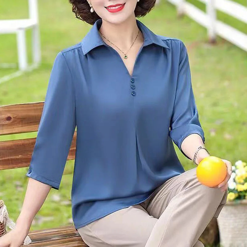 Thin Pullover Half Sleeve Loose Shirt