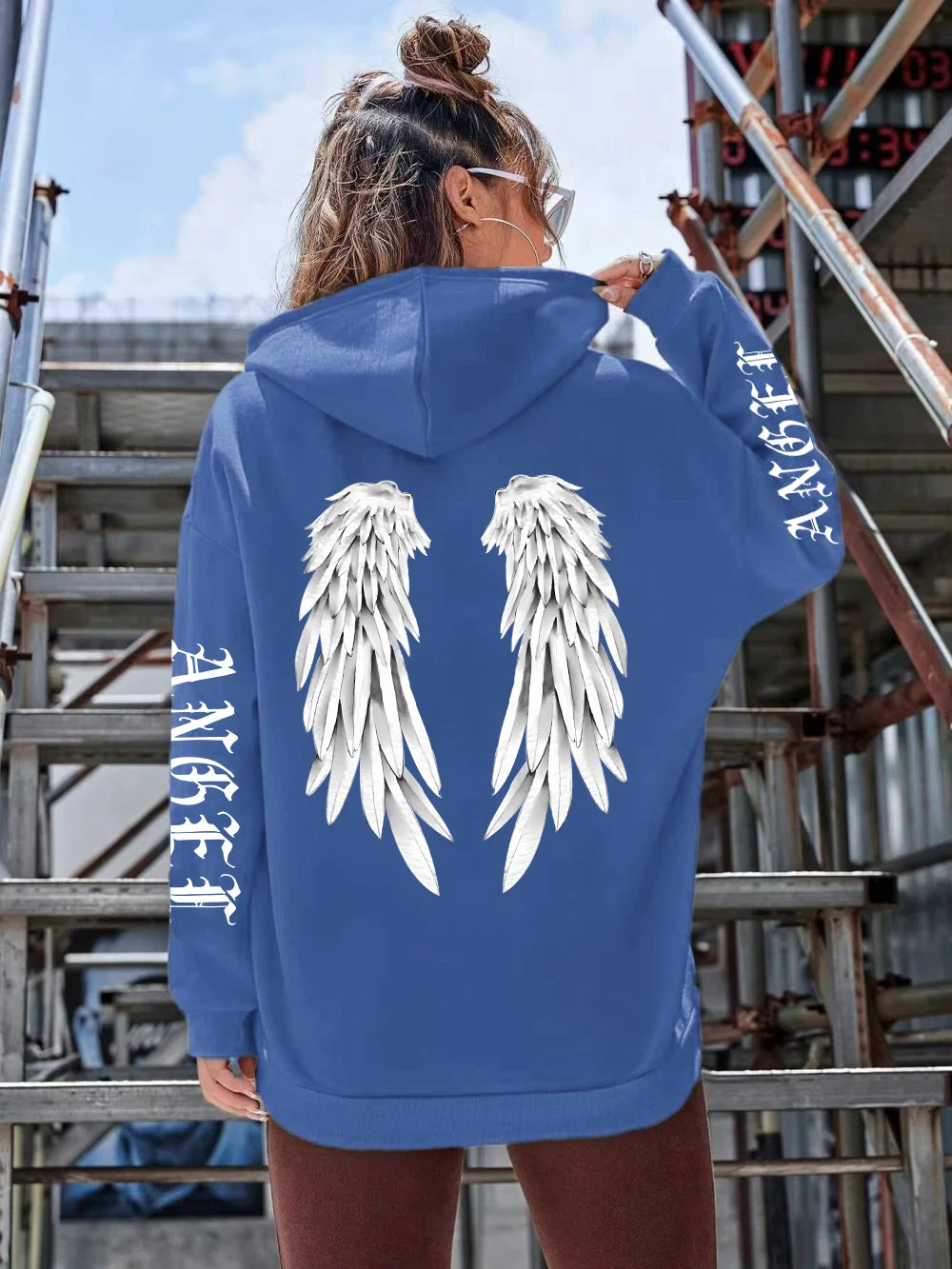 Angel Wings Printed Hoodies Loose Pullover