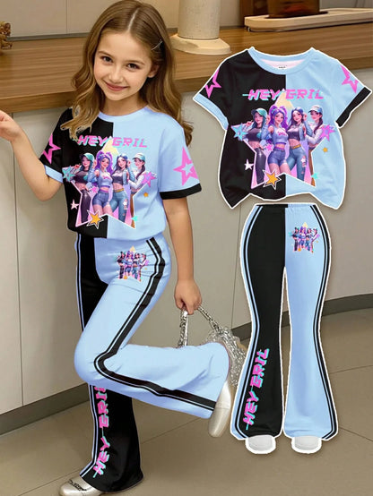 Rainbow Gradient K-Pop Idol Full Print Set Pink