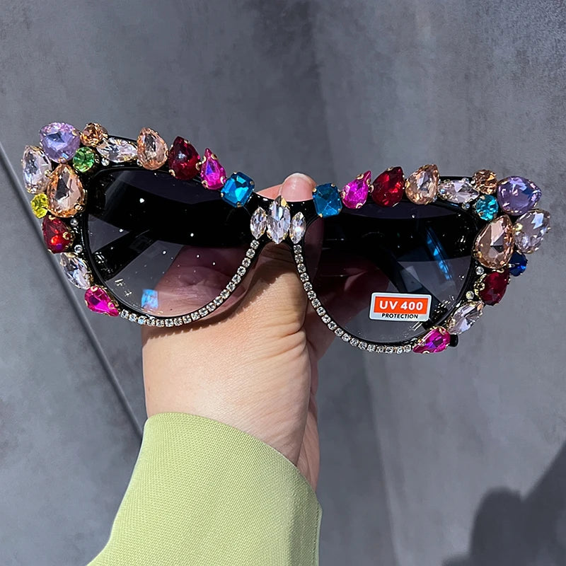 Cat eys Oversized Luxury Crystal Retro Sunglasses