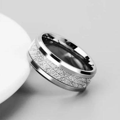 Silver Stainless Steel Groove Multi-Faceted Ring