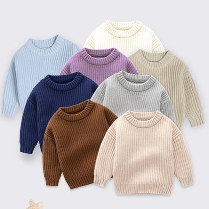 Newborn Knitted Long Sleeve Winter Sweater Solid Loose Pullover