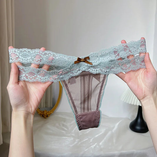 Low Waist G-String Mesh Bow G- String Lingerie