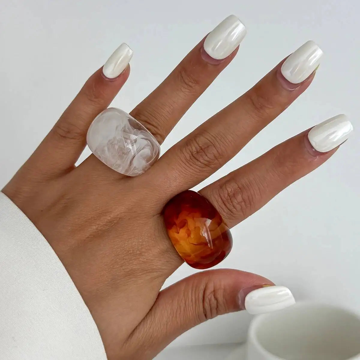 Y2K Korean Resin Acrylic Trendy Round Big Kpop Finger Knuckle Rings