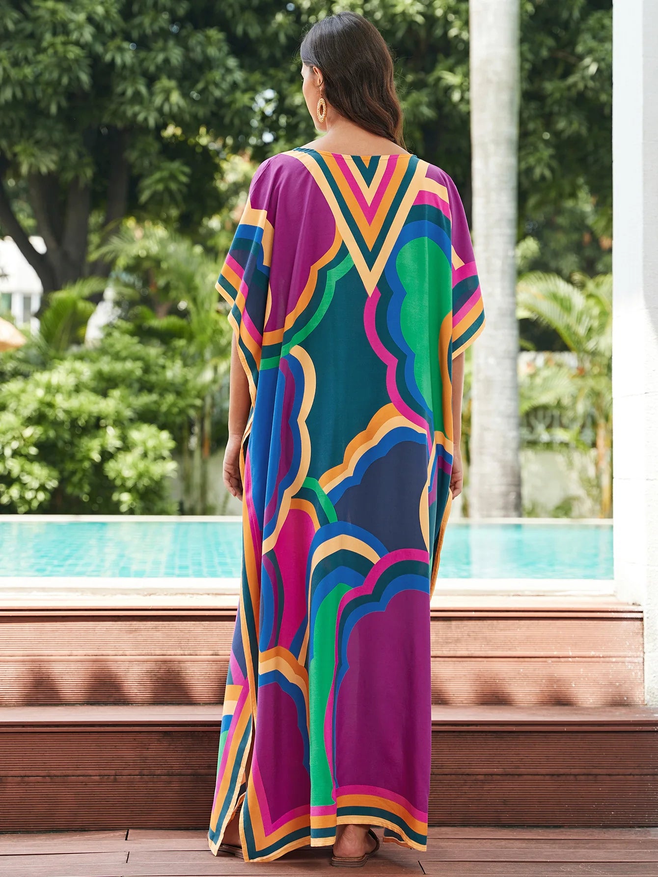 Plus Size Loose Fit Moroccan Batwing Kaftan Beach Dress