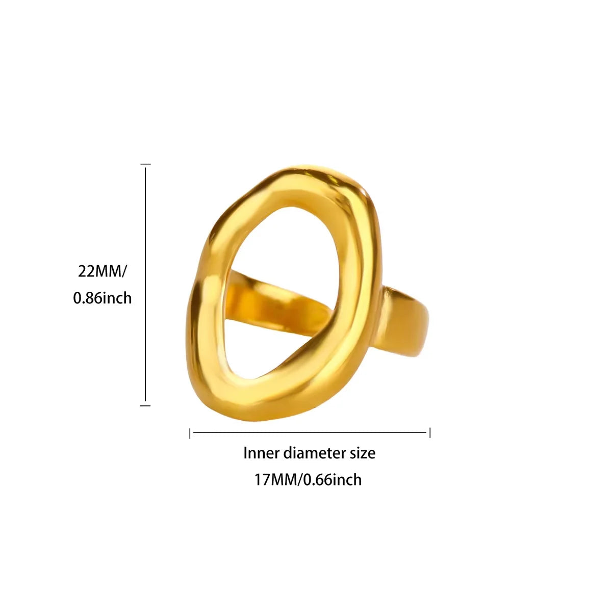 Stainless Steel Irregular Wave Creative Gold Open Punk Rapper Rings