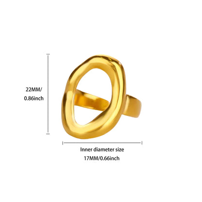 Stainless Steel Irregular Wave Creative Gold Open Punk Rapper Rings