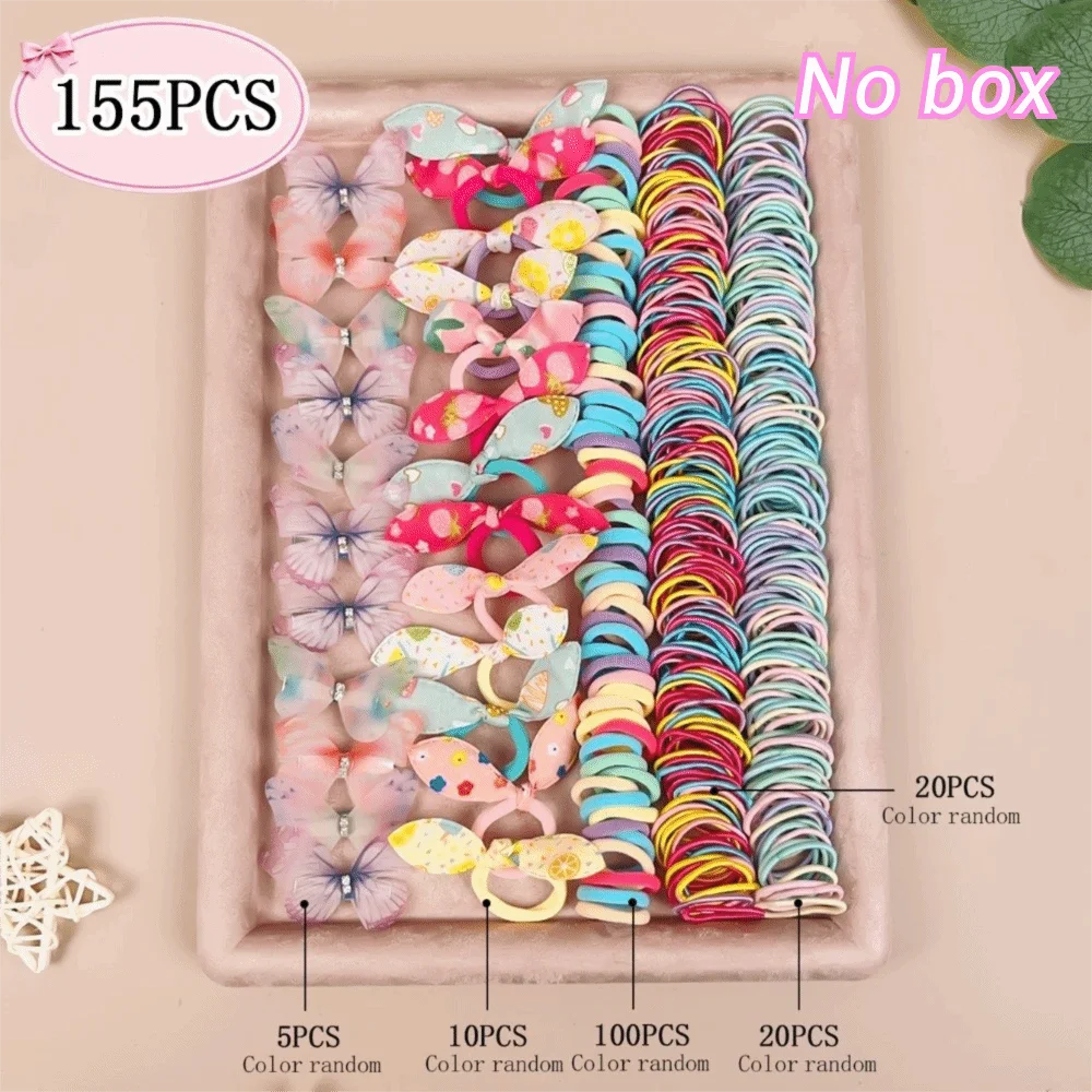 Bow High Elastic Hair Accessories Set No Hurt Hair Colorful Girls Hair Bands