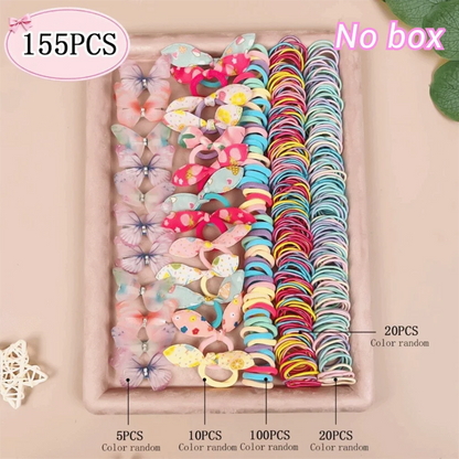 Bow High Elastic Hair Accessories Set No Hurt Hair Colorful Girls Hair Bands