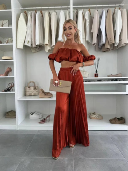 Elegant strapless casual pants Set