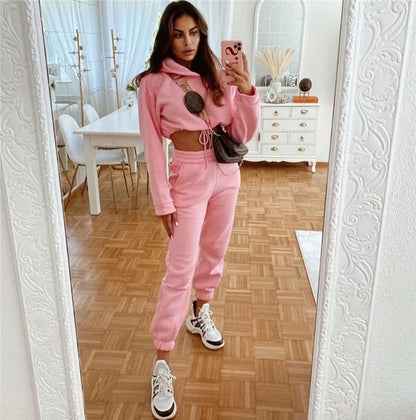 Winter Tracksuit Oversized Hoodie Sweatpants Sportswear Set