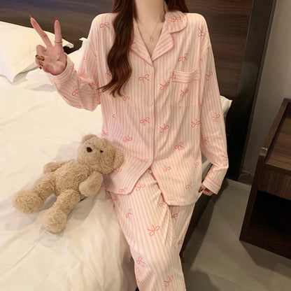 Fall Long-Sleeved Casual Pajamas Set