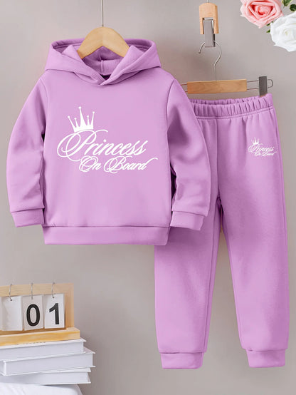 Exquisite Autumn/Winter pattern printed with fleece warm lining hoodie Set