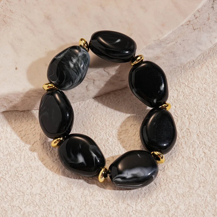 Acrylic Irregular Square Round Beaded Bracelet
