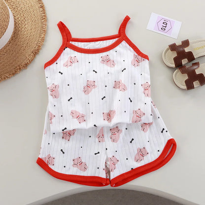 Girls Summer New Baby Sleeveless Cotton Set