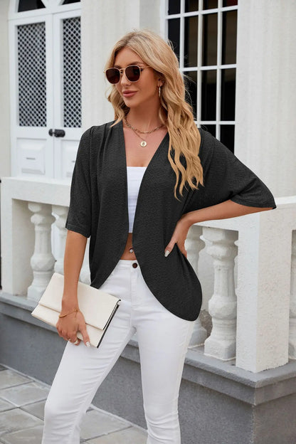 Elegant Mid Sleeve Casual Loose Cardigan Shirts