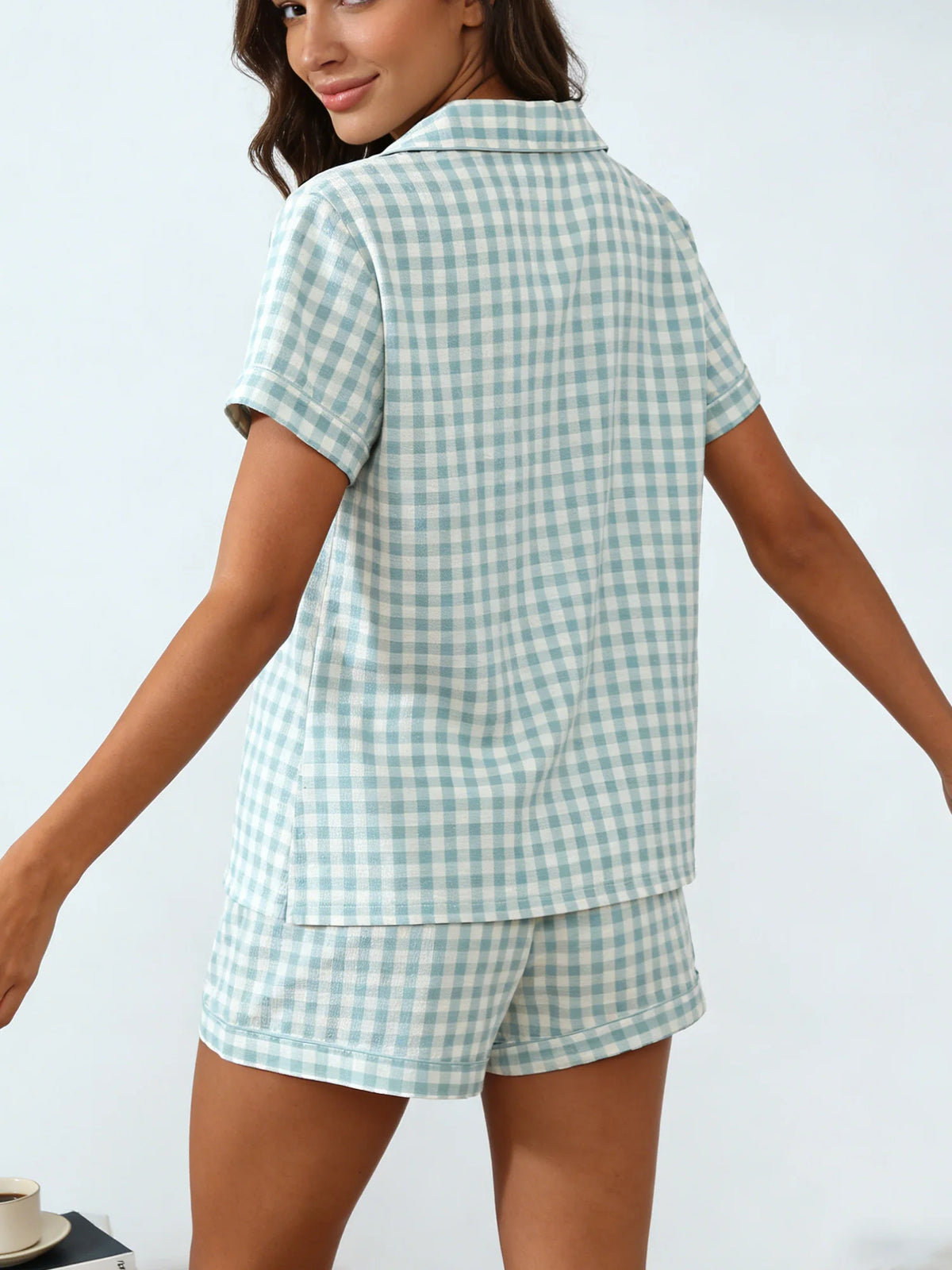 Loungewear Cardigan Lapel Short Sleeve Shorts Two Piece Set Pajamas