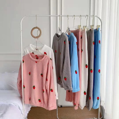 Soft Comfortable Velvet Jacquard Warm Sleepwear Pajama Sets