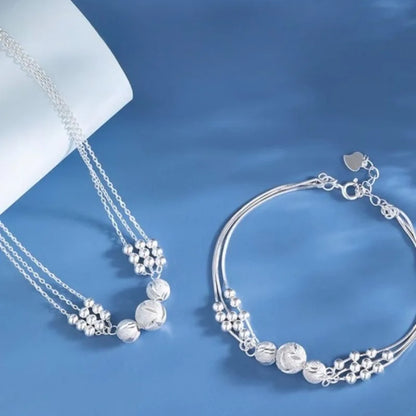 925 Sterling Silver Ball Necklace Set