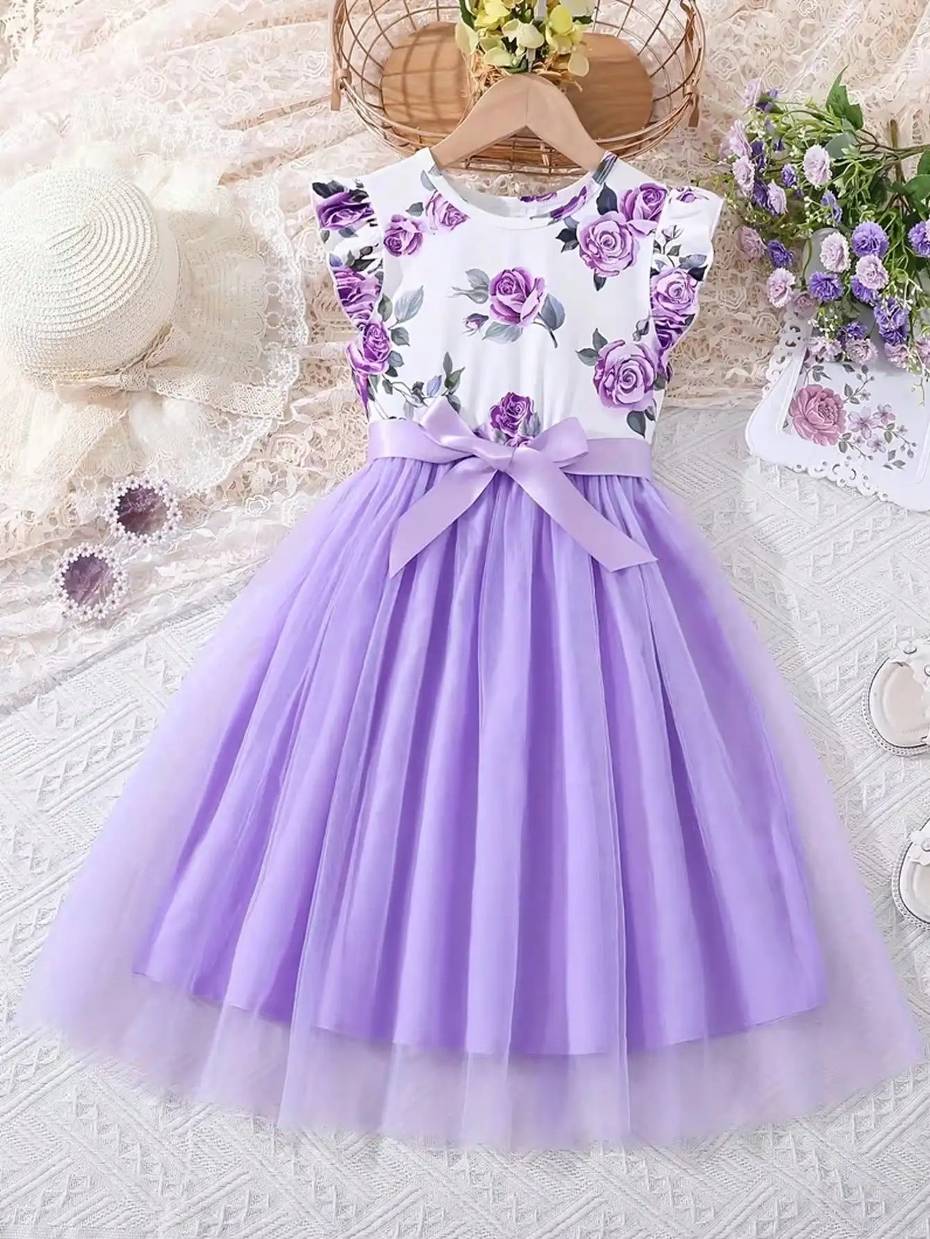 Small Flying Sleeve Printed Dress