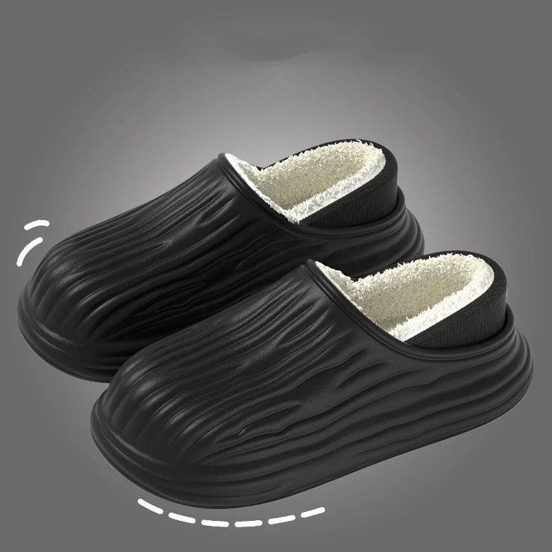 Winter Cotton Warm Non-Slip Thick Bottom Slides Soft Waterproof Slippers