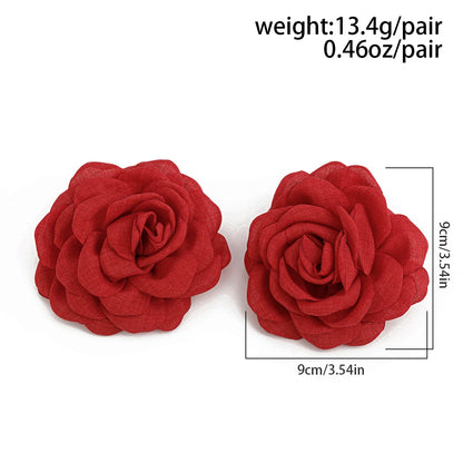 Salircon Exaggerated Large Rose Flower Earrings
