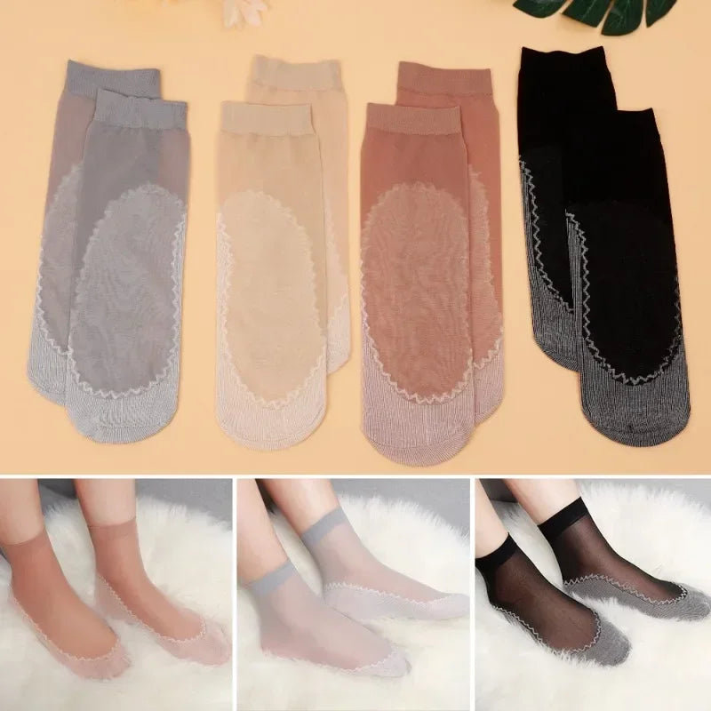 1/5/10pairs Lace Ultrathin Silk Socks