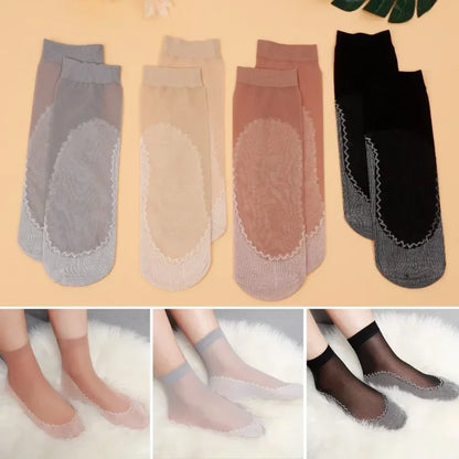1/5/10pairs Lace Ultrathin Silk Socks