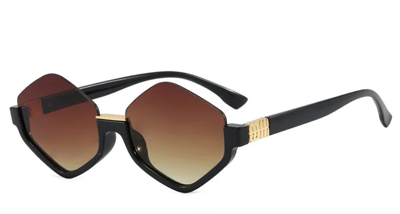 Diamond Half-Frame Polygonal Personalized Sunglasses