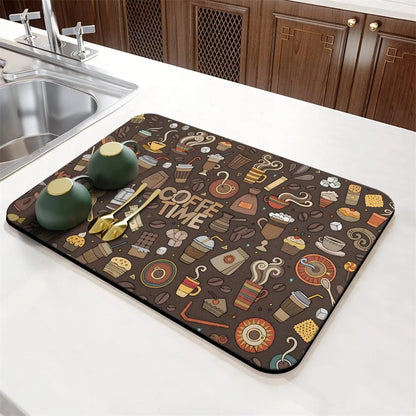 Coffee Cup Drying Cartoon Non-slip Drain Mat