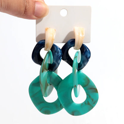 Acrylic Geometric Leopard Print Circle Earring