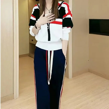 Cardigan Sweatshirt Loose Slimming Sport Set