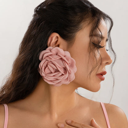 Salircon Exaggerated Large Rose Flower Earrings