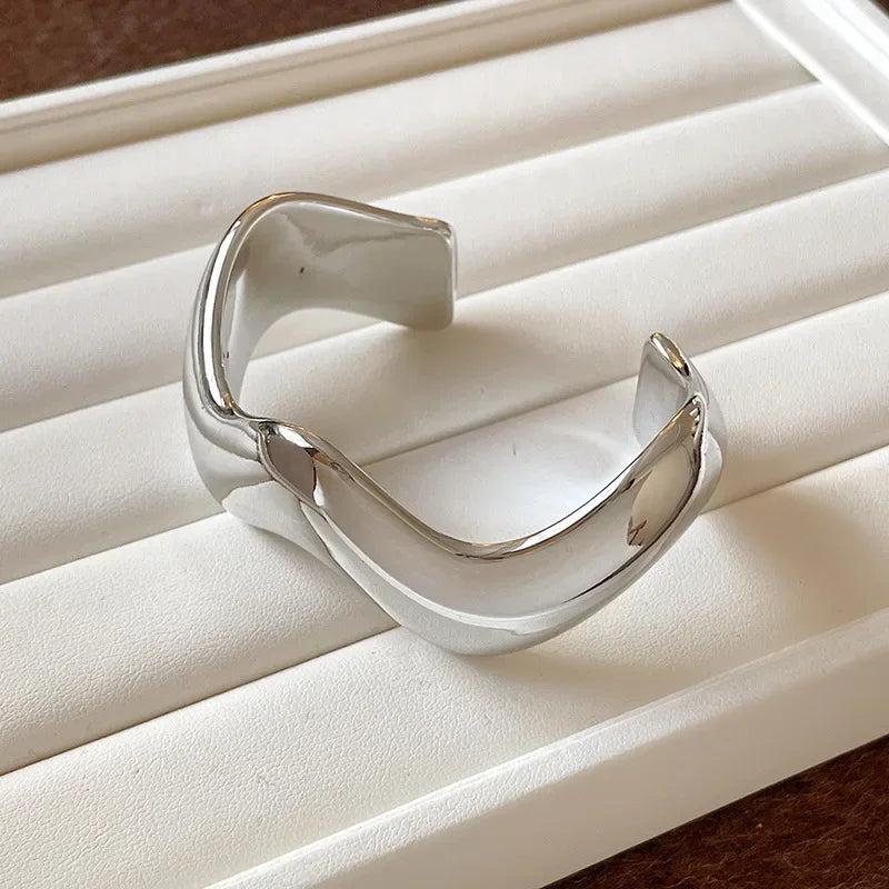 Geometric Glossy Opening Bangle Bracelets