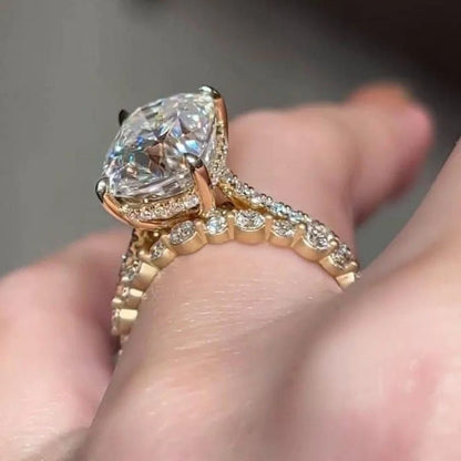 Luxury White Zircon Big Stone Rectangle Ring Set