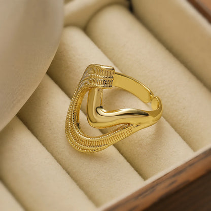 Gold/Silver Geometric Shiny AAA CZ Inlay Copper Rings