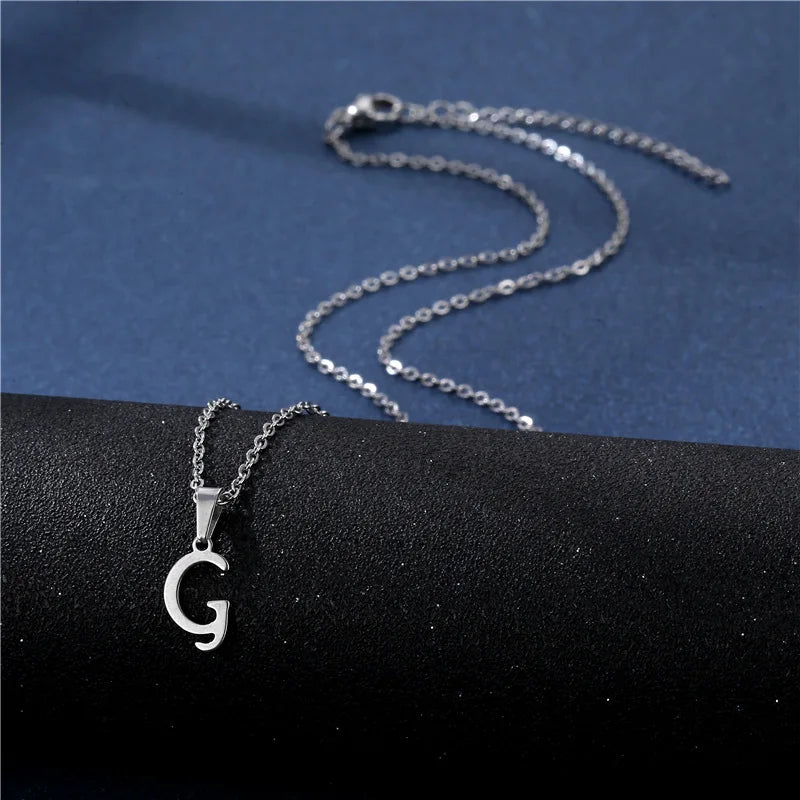Letter Stainless Steel Letter Glossy Choker Necklaces