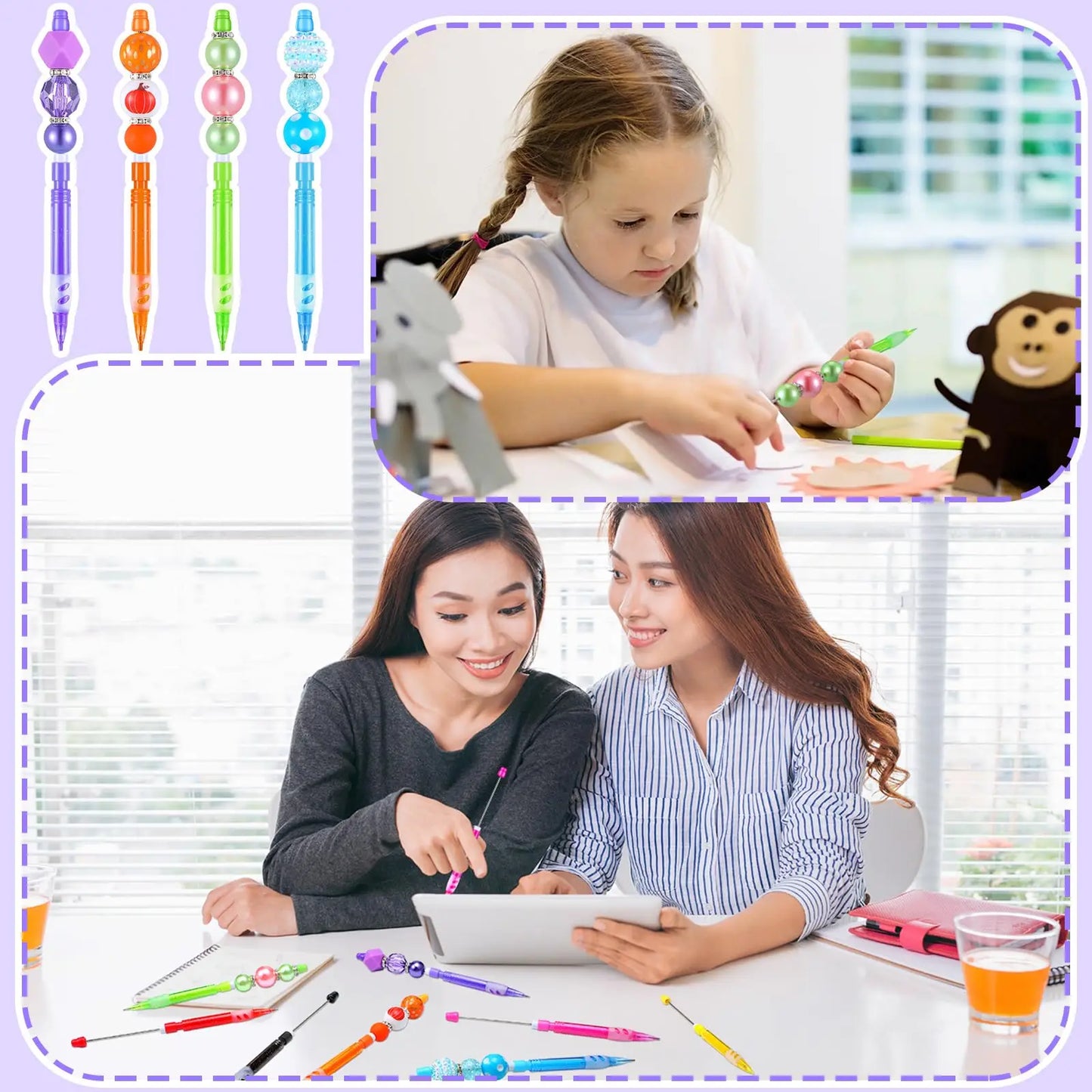 10-100Pcs Beaded Pencil HB Writing Beaded Pencil