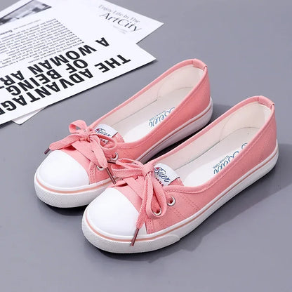 Canvas Small White Shallow Cut  Flat Soft Platform Sneakers