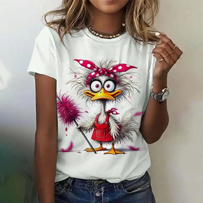 Funny Cartoon Casual Short Sleeve Crew Neck Tee T-Shirts