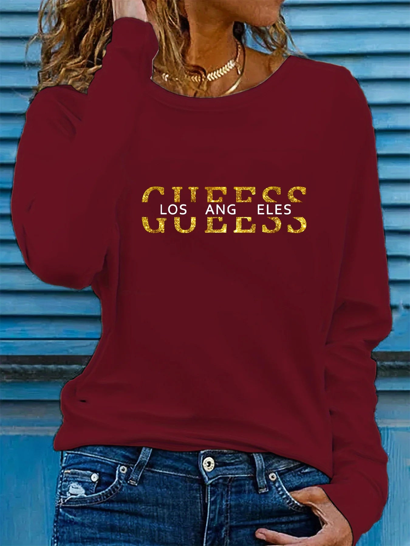 100% Cotton Los Angeles Letter Long Sleeve T-shirt