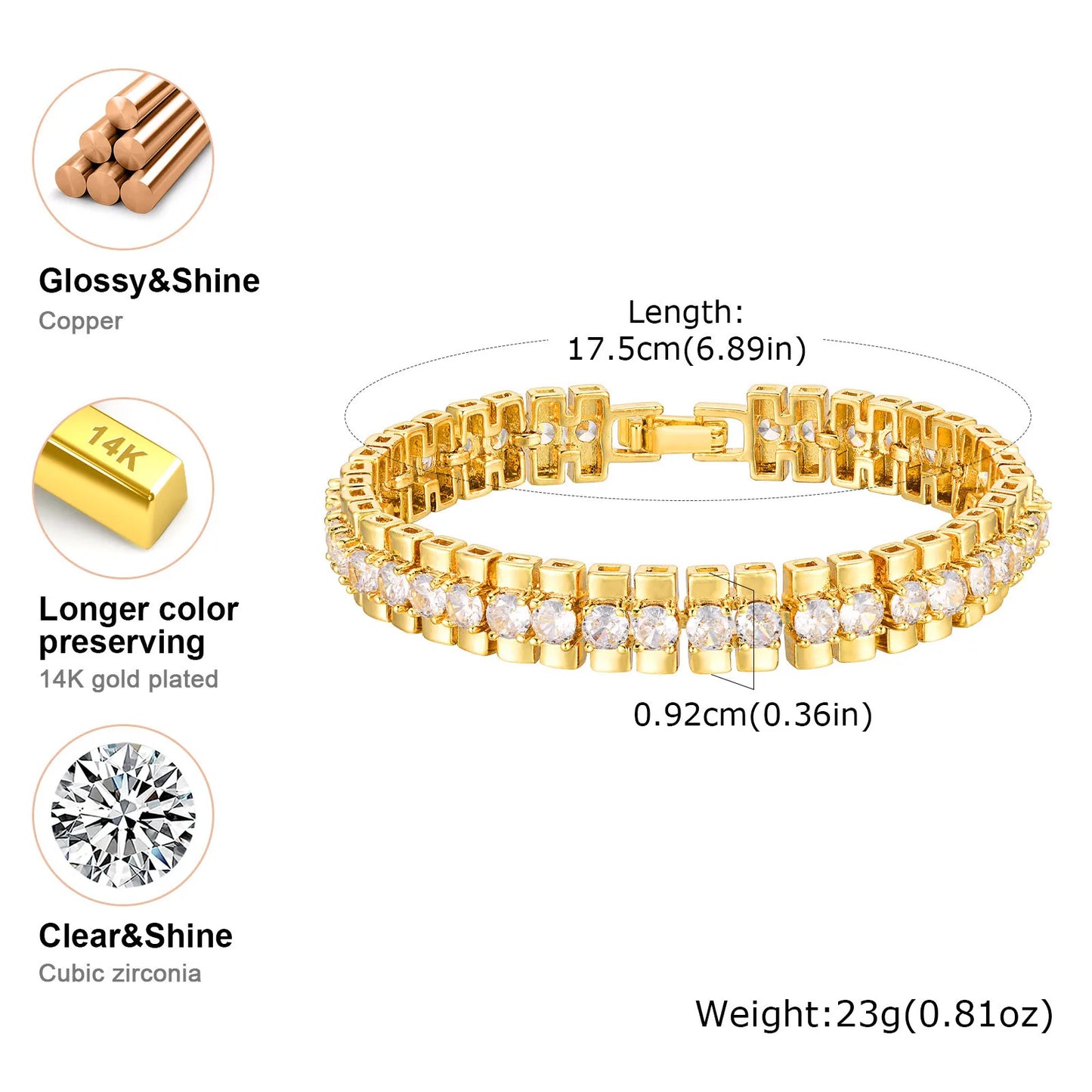 DANA 14K Gold Plated Zirconia Bracelet