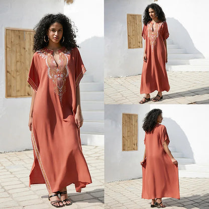 Swimsuit Cover Ups Short Sleeve Cover Up Kaftan Dresses