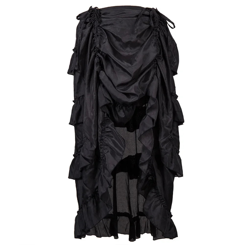 Gothic Long Sexy High-Low Ruffles Corset Skirts