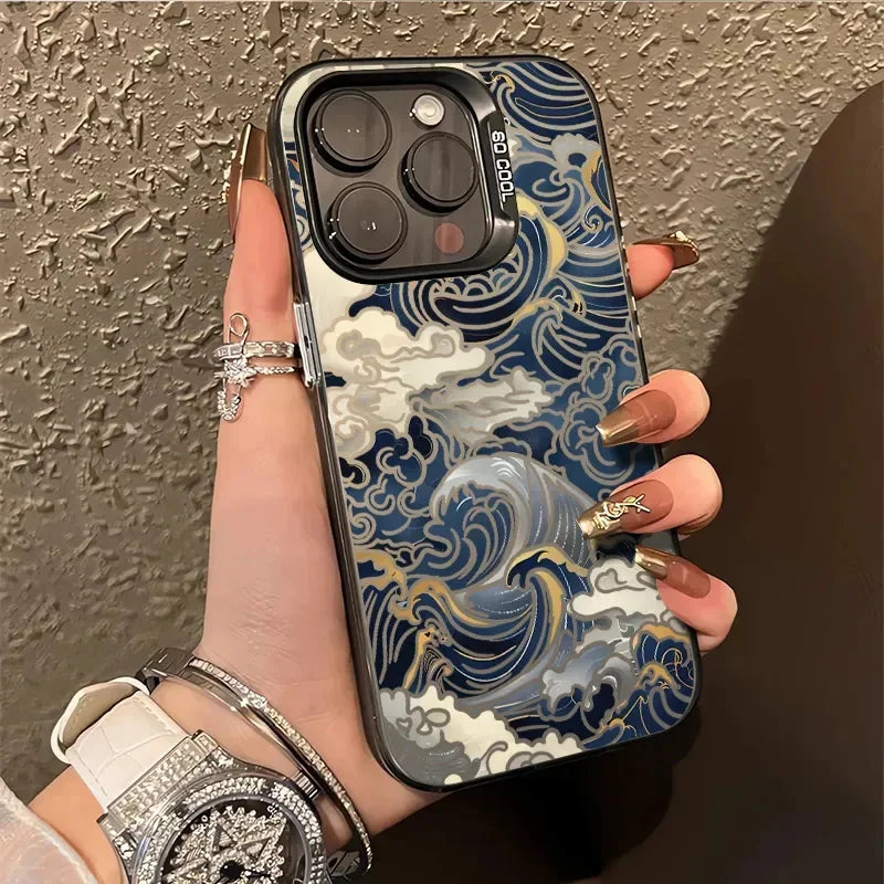 Japanese Waves Electroplate Silver IMD Case