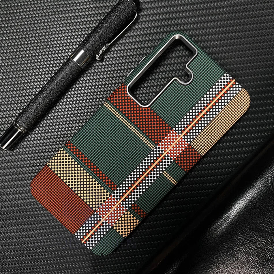 Ultra Slim Carbon Fiber Pattern Mganetic Samsung Cover