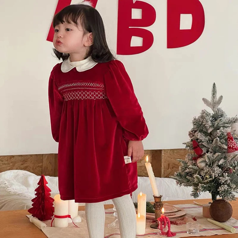 Christmas Party Lace Collar Red New Year's Princess Dress