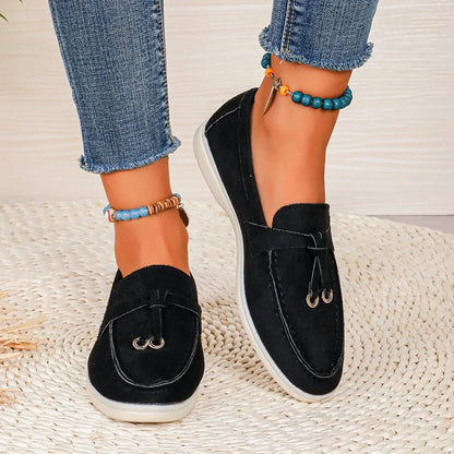 Lefu  Soft Leather Retro Lazy Flat Bottom Shoes