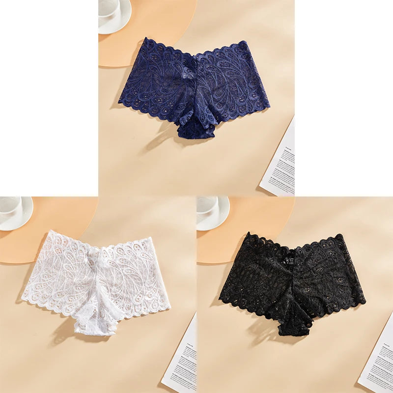 3PCS Mid-waist Lace Sexy Underwear Lingerie