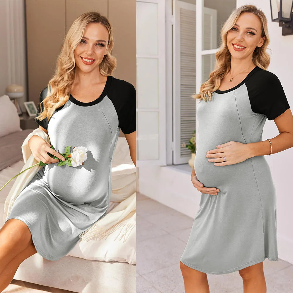 Nursing Gown 3 in 1 Nightgown Maternity Breastfeeding Sleepwear